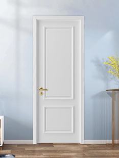 白色现代简约室内门，隔音静音烤漆套装门重庆卧室，法式门实木门