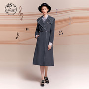 D-HARRY/迪哈利女士深灰色大衣领口绣花外套收腰设计DH221F93760D