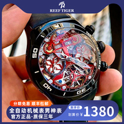 瑞夫泰格男士手表镂空圆形，皮带蝴蝶扣机械表，防水多功能腕表rga703