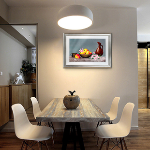 餐厅沙发背景墙挂画欧式现代简约风，水果刺绣装饰画