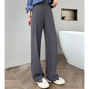 休闲西装裤女春秋直筒，高腰显瘦设计高级垂感小个子窄版宽松阔腿裤