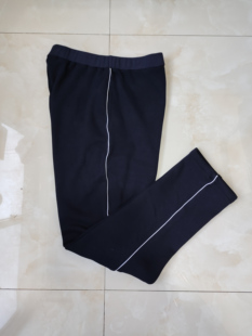春秋男女同款运动裤 冬季深藏蓝色加白色细条加绒加厚运动裤
