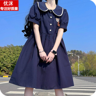 女孩12岁洋气连衣裙夏季学院，风小清新短袖裙子，15初中女生韩版宽松