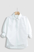 白色衬衫女设计感小众春季2024衬衣五分袖法式短款小个子上衣