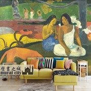 塔希提热带岛屿妇人油画墙纸保罗高更名画壁纸布乡村(布乡村)田园背景墙画