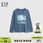 Gap男童秋季纯棉印花运动长袖T恤儿童装洋气可爱亲肤上衣772663