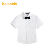 巴拉巴拉短袖衬衫男中大童夏季高端时尚修身领结府绸面料衬衫