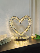 创意卧室床头水晶台灯轻奢温馨心形少女神节风礼物婚庆浪漫氛围灯