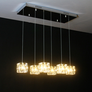 餐厅水晶灯吊灯现代简约长方形3头led灯6头创意吧台灯具创意个性