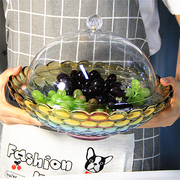 水晶玻璃水果盘网红带盖子大号果盘，有盖大容量，盘子水果带盖水果盆