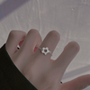 925纯银花朵抽拉戒指女小众设计感链条戒高级感抽拉调节食指指环