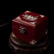 螺钿漆器首饰盒小耳环饰品首饰盒，木质复古简约生日情人节结婚