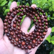 老挝红酸枝木108颗佛珠手链红木，手串饰品男女，款文玩檀木手珠木珠
