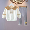 巴拉女童春秋款卫衣套装女宝宝长袖针织小童婴儿外套两件套1岁2岁