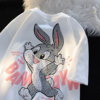 白色3D可爱兔子t恤女夏季宽松小众立体印花情侣短袖潮牌原创上衣