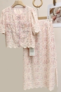 轻奢名媛风粉色蕾丝法式套裙女夏2023设计感重工小香风半身裙套装