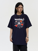 WASSUP潮牌短袖T恤女夏季2024小雏菊花朵纯棉宽松情侣装