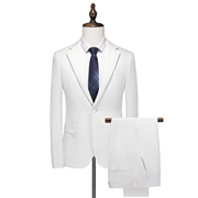 品质男士西服套装两件套白色新郎婚礼服白马王子商务休闲西服2213