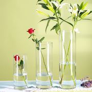 落地客厅摆件插花干花北欧玻璃花瓶透明直筒水培富贵竹水养瓶