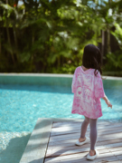 史豌豆童装女童紫粉扎染短袖T恤2024夏季儿童洋气宽松上衣