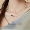 Jamso原创小众设计珍珠串珠复古新中式红玛瑙项链锁骨链女