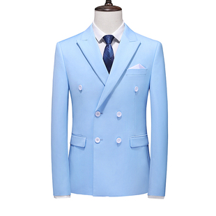 商务休闲男士大码西服14个纯色外贸跨境天蓝色西装上衣单西外套