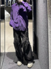 yprojectot双拉链褶皱随性紫色，衬衫长袖夹克复古宽松男女潮外套