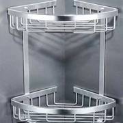 太空铝网篮浴室三角架双层带勾角架厨卫两用转角置物架壁挂