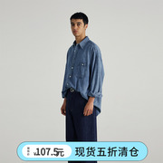 韩国partimento2023春季男女，纯色宽松休闲牛仔衬衣衬衫