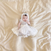 婴儿衣服夏季蕾丝公主，裙女宝宝满月百天礼服裙一周岁小女孩连衣裙
