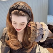 韩国复古高级感丝滑缎面，褶皱缠绕头箍发卡百搭气质纯色发箍女发带