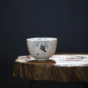 日本进口圆形田园风手绘葡萄纹饭碗日式成人白志野釉多用碗料理碗