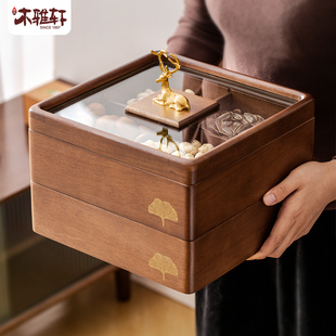 新中式实木果盒果盘家用客厅茶几，坚果盘轻奢新年干果收纳盒糖果盒