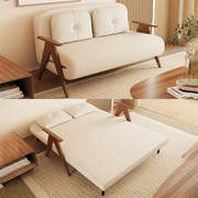 折叠沙发床两用多功能单人家用小户型双人客厅实木折叠床奶油风