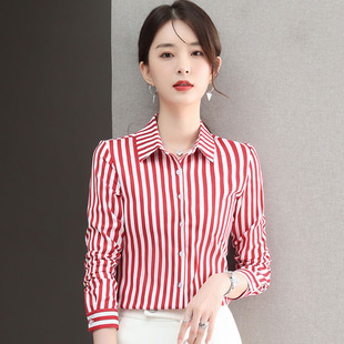 黑白竖条纹衬衫女秋季2022年韩系设计感小众，法式长袖衬衣上衣