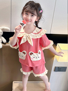 1一3岁儿童家居服女童睡衣春夏款2023公主风洋气甜美韩版套装