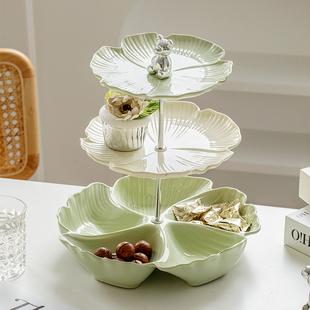 过新年果盘客厅茶几家用陶瓷多层零食摆放盘坚果干果盘装饰品