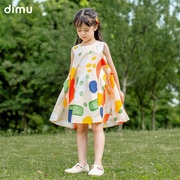 笛牧女童连衣裙，2023夏装洋气时尚撞色纯棉，无袖儿童背心裙薄