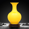 景德镇陶瓷花瓶创意房间纯黄色颜色釉装饰品客厅摆件办公室工艺品