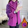 紫色冲锋衣外套女冬季2023加绒加厚中老年三合一可拆卸抓绒衣