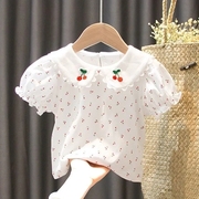 女童短袖t恤夏装洋气1-6岁女宝宝娃娃，领打底衫婴幼儿纯棉上衣
