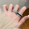 2024年镶钻排钻宽版戒指女时尚，个性高级感轻奢宝石方糖食指环
