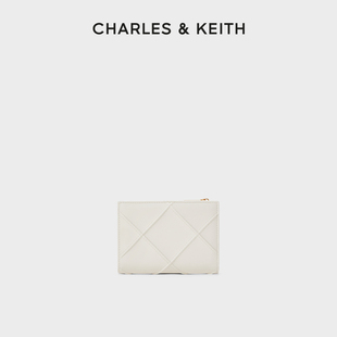 charles&keith24夏季ck6-10681128绗缝菱格多卡位短款钱包女