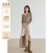 LILI EDIT/撞色设计感假两件针织衫女春季慵懒风显瘦长袖上衣
