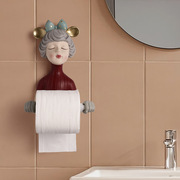 北欧女孩浴室创意纸巾筒，摆件卫生间免打孔洗脸巾毛巾壁挂式置物架