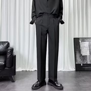 韩版商务西裤男秋冬季修身直筒裤高级垂感纯色西装长裤免烫休闲裤