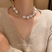 异形不规则巴洛克珍珠，项链女款高级设计感小众，颈链锁骨链夸张