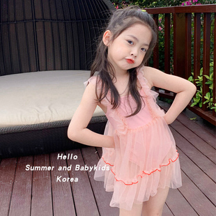 儿童泳衣女童韩国仙女公主蕾丝裙式连体小童游泳衣宝宝幼儿漂亮夏