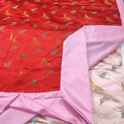 定制老式绸缎被子丝绸织锦缎软缎段子手工包边面红色结婚棉花