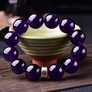 天然紫水晶手链乌拉圭深紫色，水晶手链大气，单圈男士手串手饰品